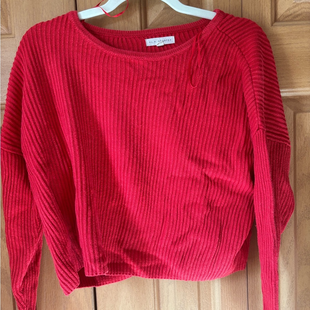 La Hearts Vibrant Red Knit Top